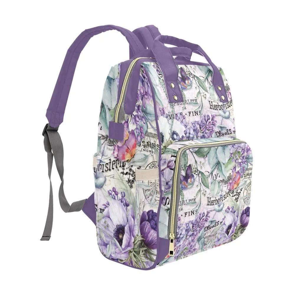 Diaper Bag – Vintage Flower Art | Babygirl Custom Diaper Bag, Hipster Diaper Backpack, Boho Bag, Bohemian Bag, Multi Compartment Bag