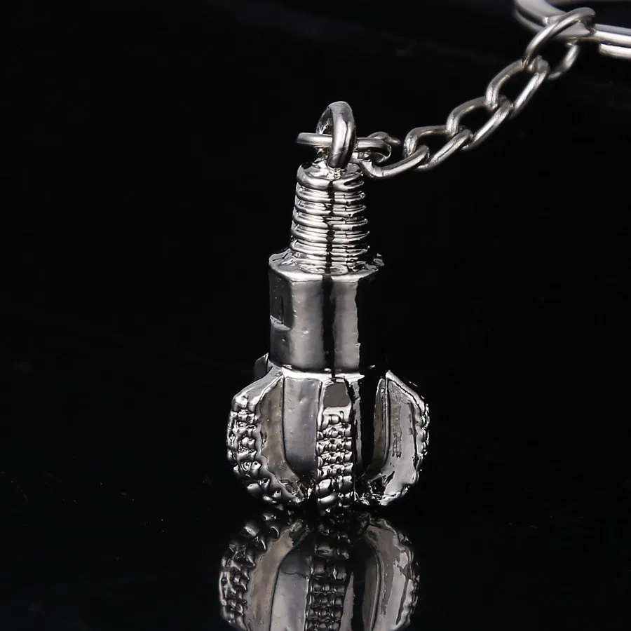 Drill Bit Keychain Silver Color