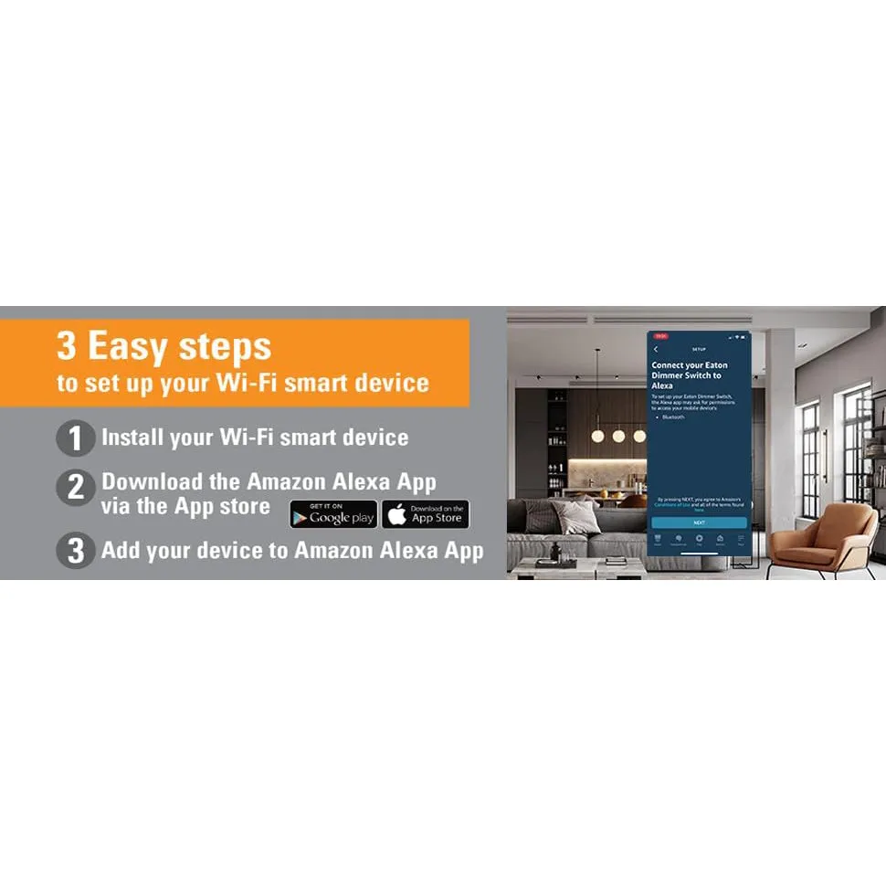 Eaton WiFi Smart Universal Dimmer Switch Compatible with Alexa in White Finish