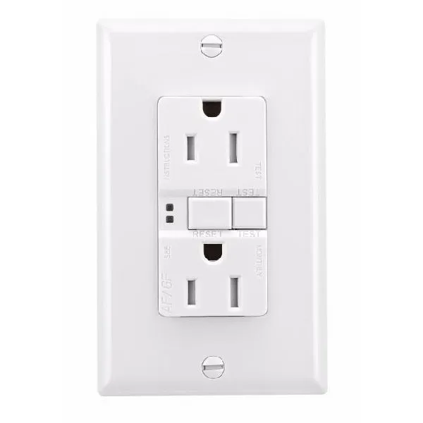 Eaton Wiring Devices TRAFGF15W-K-L Duplex Receptacle Wallplate, 2 -Pole, 15 A, 125 V, Back, Side Wiring, White