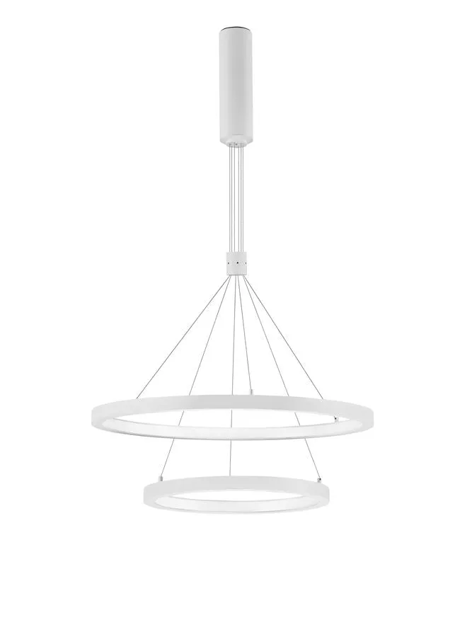 EMP Dimmable Sandy White Aluminium & Acrylic Twin Ring Pendant - ID 10211