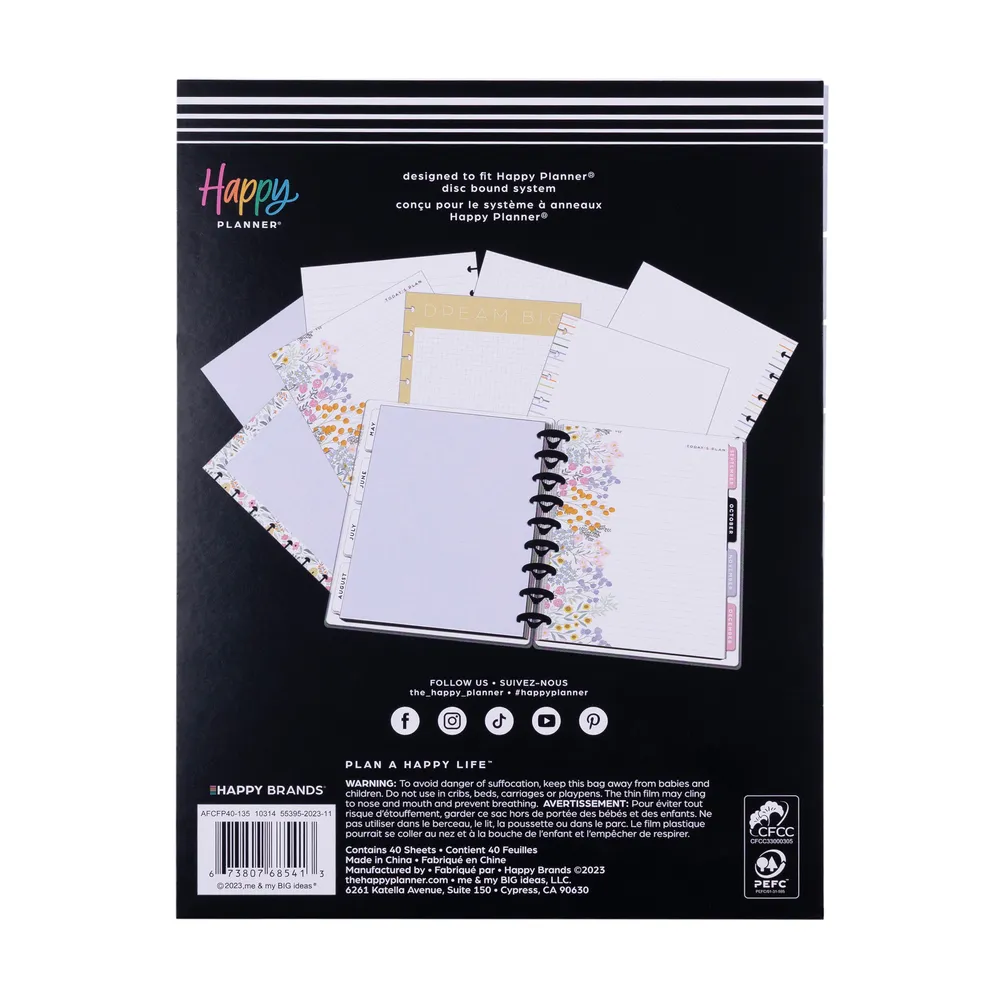 Everyday Sorbet Floral - Grid   Dotted Lined   Dot Grid Classic Filler Paper - 40 Sheets
