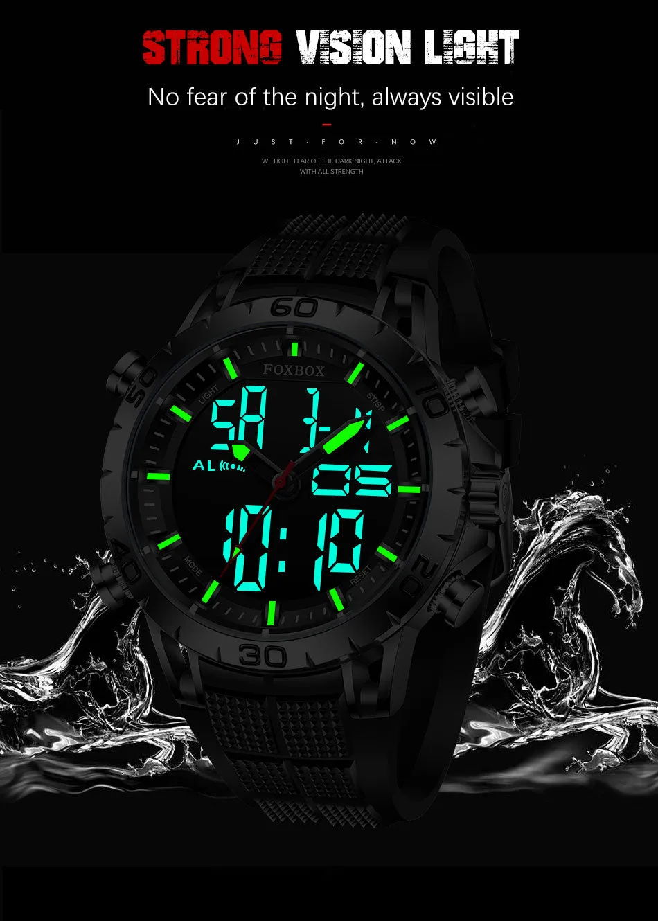 Foxbox Sport Mens Watches Top Brand Luxury Dual Display Quartz Watch For Men Military Waterproof Digital Electronic Watch