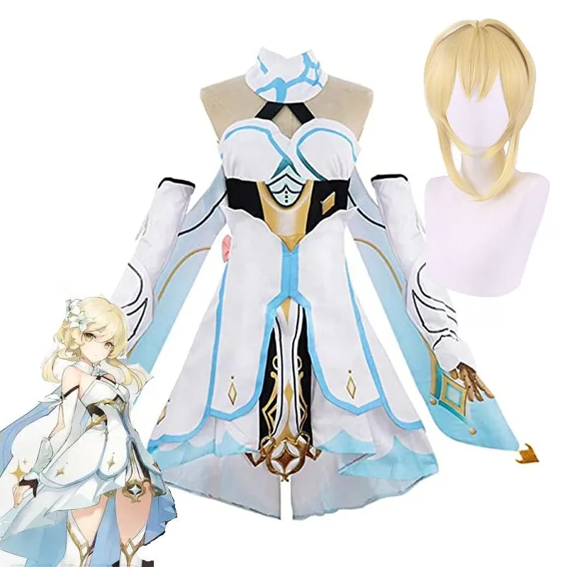 Genshin Impact Traveler Lumine Cosplay Costume   wig