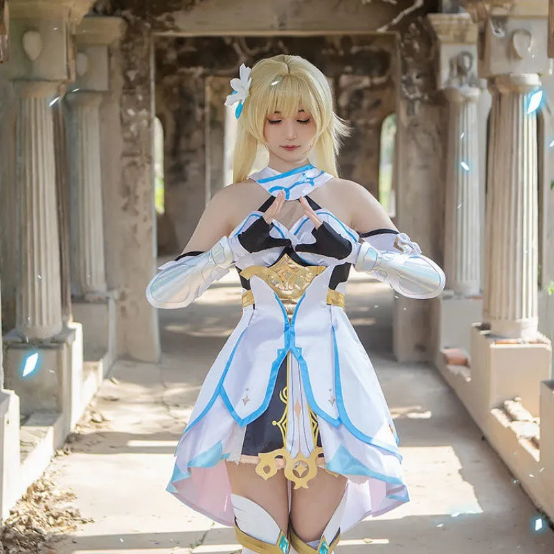 Genshin Impact Traveler Lumine Cosplay Costume   wig