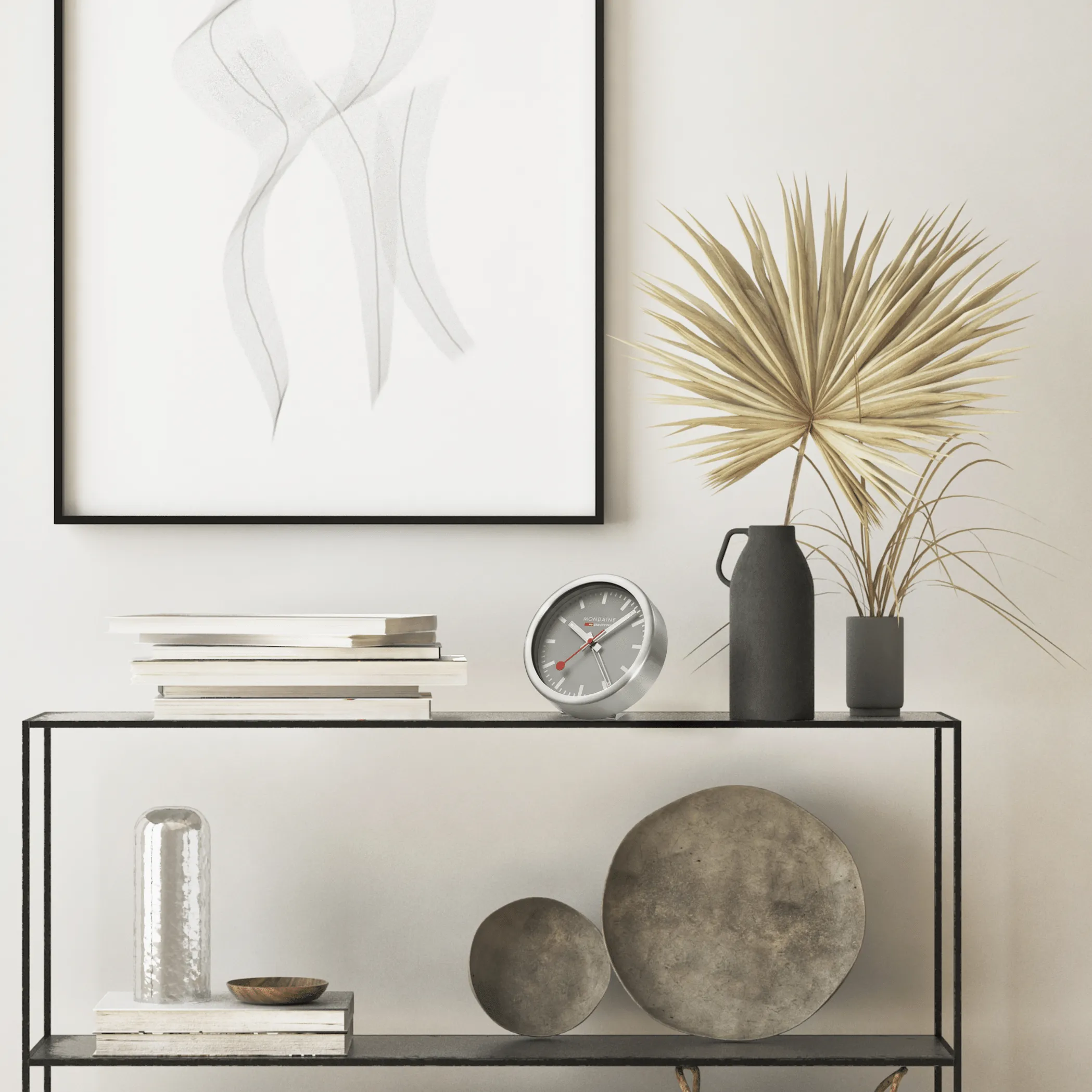 Good Grey Table and Alarm Clock, 12,5 cm