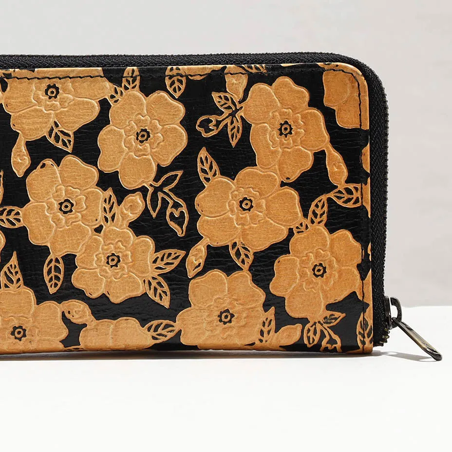 Handcrafted Embossed Leather Mobile Case with Card Holder