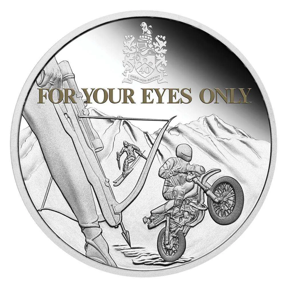 James Bond 1oz Silver Proof Coloured Coin - For Your Eyes Only 40th Anniversary Numbered Edition - By The Perth Mint