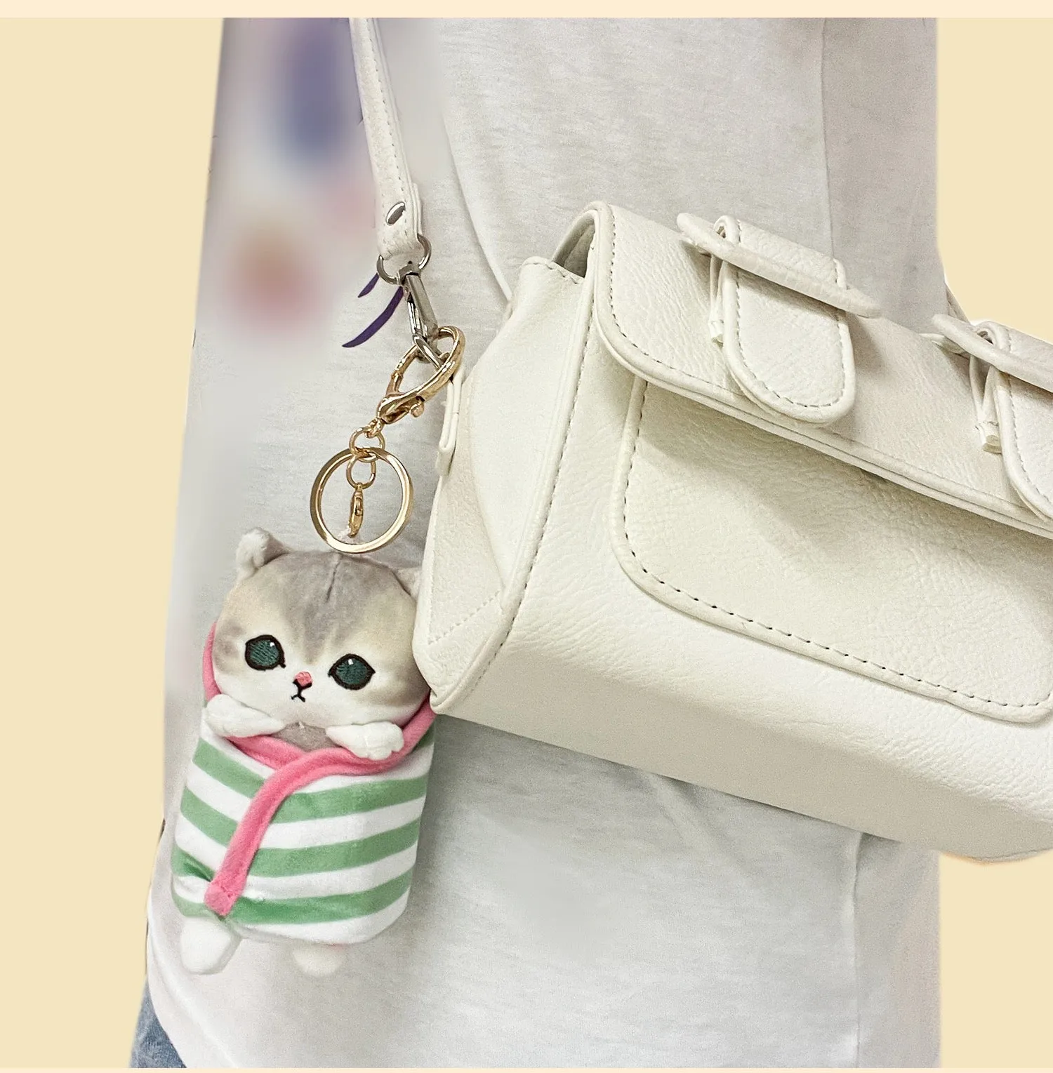 Japan Artist Mofusand Cat Neko Blanket 10cm - Mascot Plush Doll Keychain