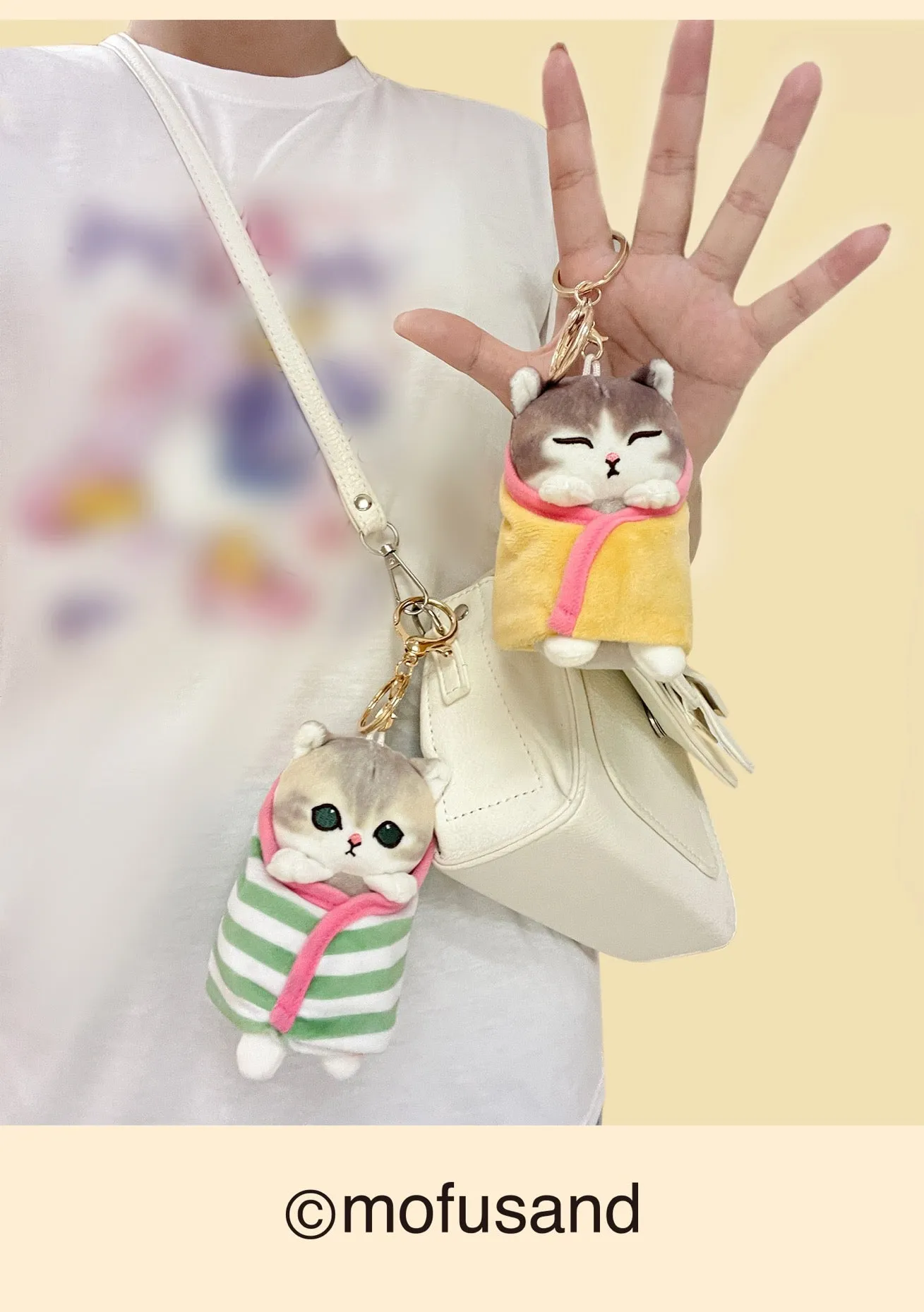 Japan Artist Mofusand Cat Neko Blanket 10cm - Mascot Plush Doll Keychain
