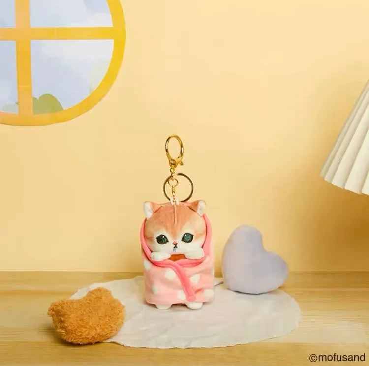 Japan Artist Mofusand Cat Neko Blanket 10cm - Mascot Plush Doll Keychain