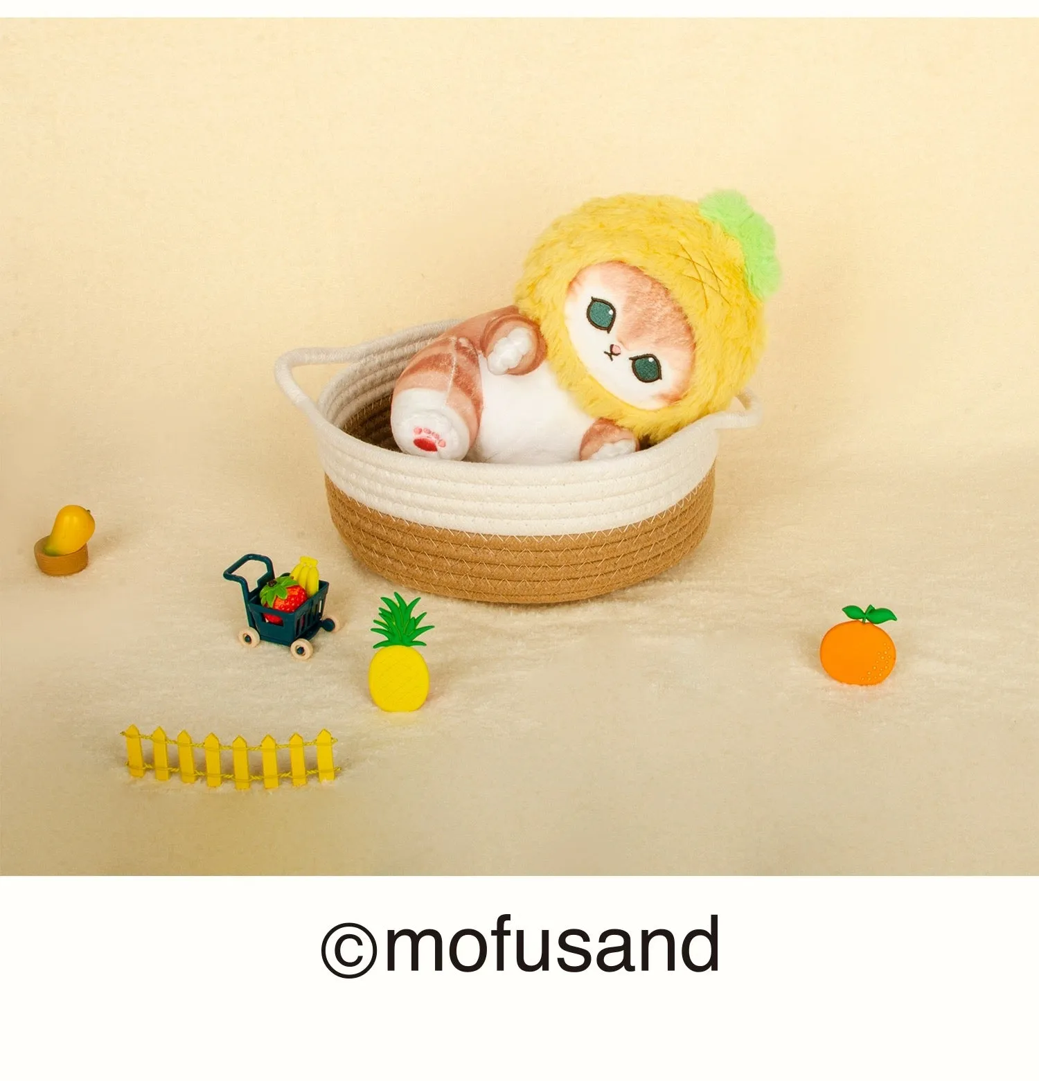 Japan Artist Mofusand Cat Neko Fruit | Orange Apple Pineappe - 20cm Mascot Plush Doll
