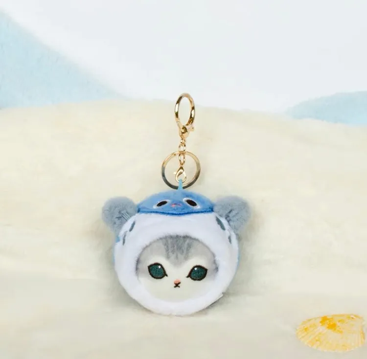 Japan Artist Mofusand Cat Neko Sea Creatures Marine 10cm | Octopus Salamander Crab Globefish Shark Penguin - Mascot Plush Doll Keychain