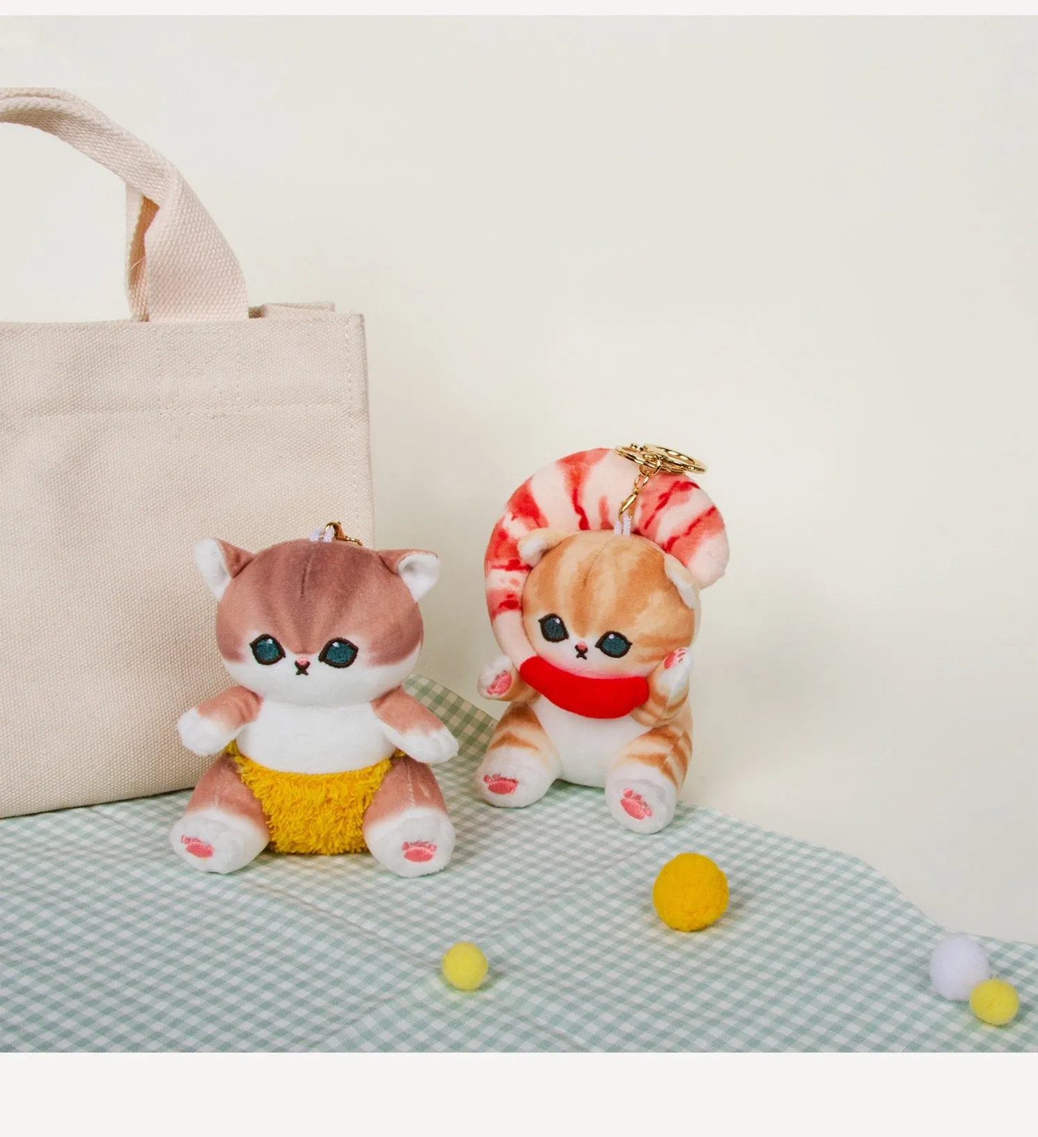 Japan Artist Mofusand Cat Neko Sea Creatures Marine Animal 10cm | Sawshark Shark Shrimp Fried Shrimp - Mascot Plush Doll Keychain