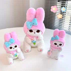 Japan Artist Mofusand x Sanrio Cat Neko Crossover My Melody - 12cm 15cm 20cm Mascot Plush Doll Big Keychain