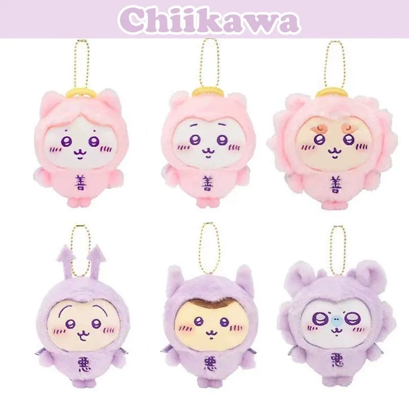 Japan ChiiKawa Angel Pink Devil Purple Keychain | ChiiKawa Hachiware Usagi Momonga Kurimanju Shisa - Mini Plush Doll