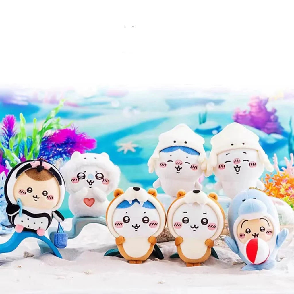 Japan ChiiKawa Aquarium Limited Keychain | Squid Otter Dolphin Penguin ChiiKawa Hachiware Usagi Momonga Kurimanju - Mini Plush Doll