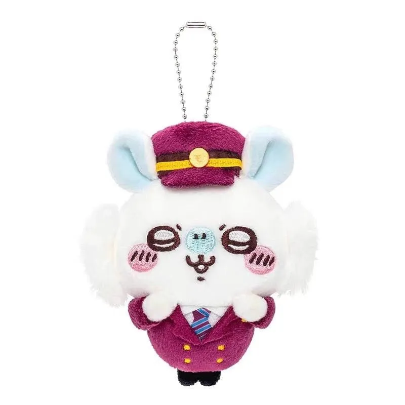Japan Chiikawa X Hankyu Railway | Train Steward ChiiKawa Hachiware Usagi Momonga Kurimanju Shisa- Mini Plush Doll Keychain