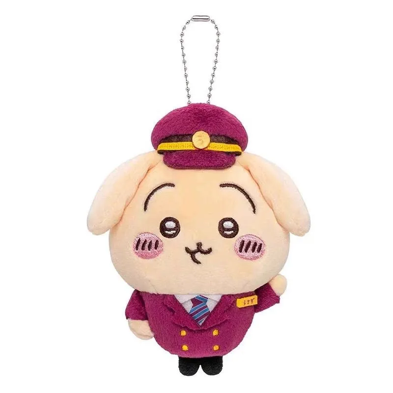 Japan Chiikawa X Hankyu Railway | Train Steward ChiiKawa Hachiware Usagi Momonga Kurimanju Shisa- Mini Plush Doll Keychain