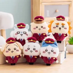 Japan Chiikawa X Hankyu Railway | Train Steward ChiiKawa Hachiware Usagi Momonga Kurimanju Shisa- Mini Plush Doll Keychain