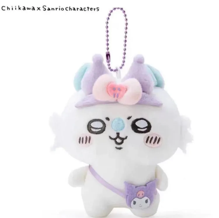 Japan ChiiKawa X Sanrio | ChiiKawa Hachiware Usagi Momonga My Melody Kuromi Cinnamoroll Pompompurin - Plush Doll 20cm Keychain 10cm