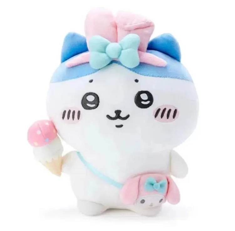 Japan ChiiKawa X Sanrio | ChiiKawa Hachiware Usagi Momonga My Melody Kuromi Cinnamoroll Pompompurin - Plush Doll 20cm Keychain 10cm