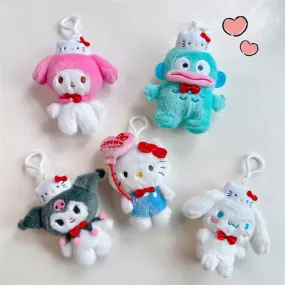 Japan Sanrio 50th Hello Kitty Keychain | Hello Kitty My Melody Kuromi Cinnamoroll Hangyodon - Mini Plush Doll 10cm Keychain