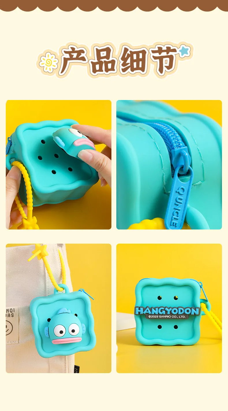 Japan Sanrio Silicone Mini DIY Square 3D Face Purse Bag | Hello Kitty My Melody Kuromi Cinnamoroll Pochacco Hangyodon  - Coin Bag Can put in Airpods EarPhone