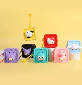 Japan Sanrio Silicone Mini DIY Square 3D Face Purse Bag | Hello Kitty My Melody Kuromi Cinnamoroll Pochacco Hangyodon  - Coin Bag Can put in Airpods EarPhone