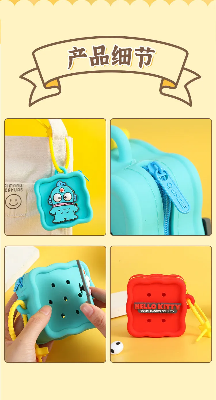 Japan Sanrio Silicone Mini DIY Square Purse Bag | Hello Kitty My Melody Kuromi Cinnamoroll Hangyodon  - Coin Bag Can put in Airpods EarPhone