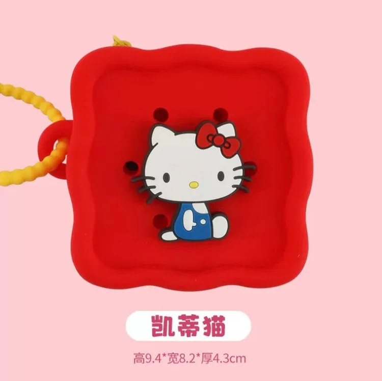 Japan Sanrio Silicone Mini DIY Square Purse Bag | Hello Kitty My Melody Kuromi Cinnamoroll Hangyodon  - Coin Bag Can put in Airpods EarPhone