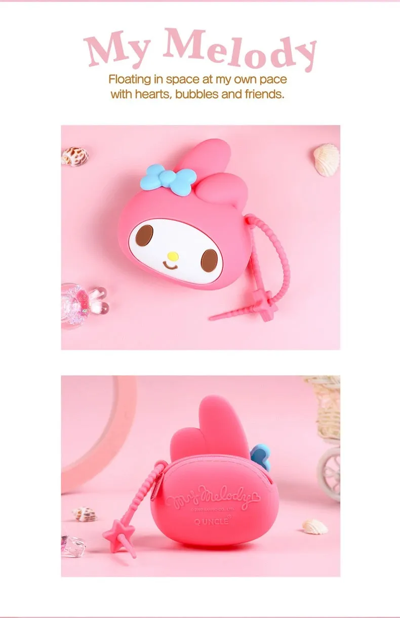 Japan Sanrio Silicone Mini Purse Bag | Hello Kitty My Melody Kuromi Cinnamoroll Pompompurin Pochacco Hangyodon - Coin Bag Can put in Airpods EarPhone