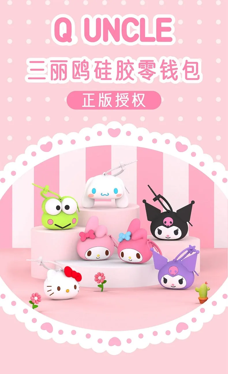 Japan Sanrio Silicone Mini Purse Bag | Hello Kitty My Melody Kuromi Cinnamoroll Pompompurin Pochacco Hangyodon - Coin Bag Can put in Airpods EarPhone