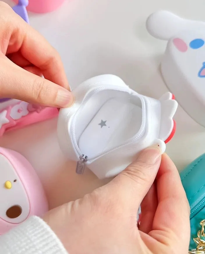 Japan Sanrio Silicone Mini Purse Bag Keychain | Hello Kitty My Melody Kuromi Cinnamoroll Pompompurin Pochacco Hangyodon  - Coin Bag Keychain Can put in Airpods EarPhone