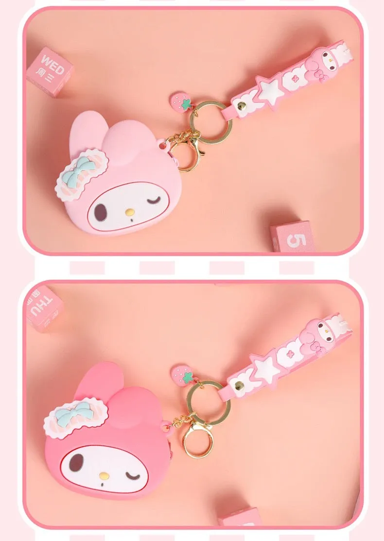 Japan Sanrio Silicone Mini Purse Bag Keychain | Hello Kitty My Melody Kuromi Cinnamoroll Pompompurin Pochacco Hangyodon  - Coin Bag Keychain Can put in Airpods EarPhone