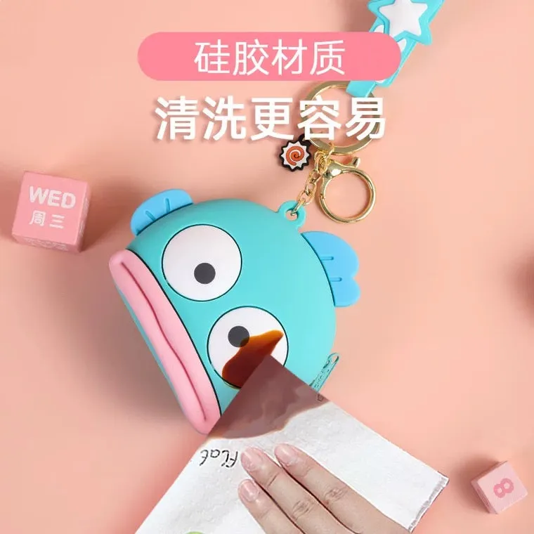 Japan Sanrio Silicone Mini Purse Bag Keychain | Hello Kitty My Melody Kuromi Cinnamoroll Pompompurin Pochacco Hangyodon  - Coin Bag Keychain Can put in Airpods EarPhone
