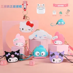 Japan Sanrio Silicone Mini Purse Bag Keychain | Hello Kitty My Melody Kuromi Cinnamoroll Pompompurin Pochacco Hangyodon  - Coin Bag Keychain Can put in Airpods EarPhone
