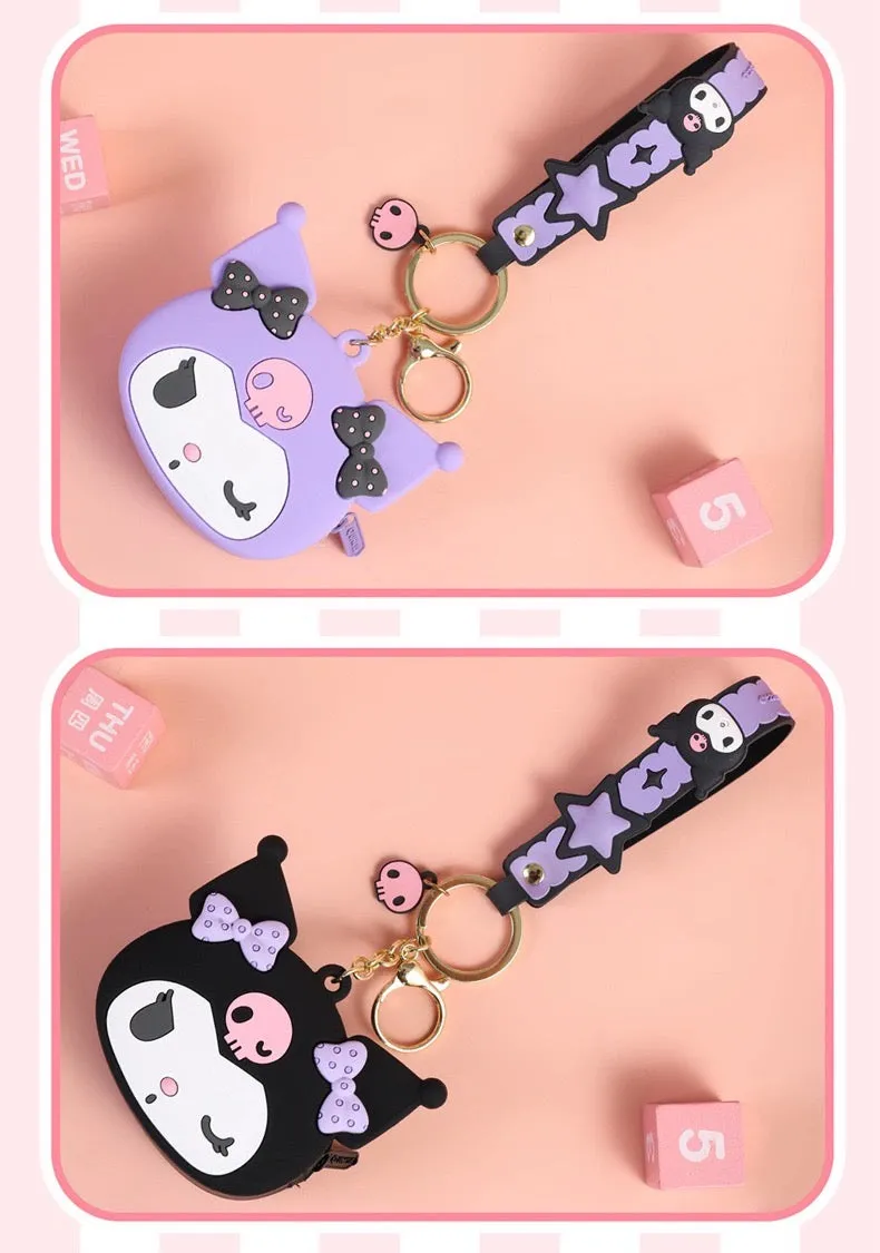 Japan Sanrio Silicone Mini Purse Bag Keychain | Hello Kitty My Melody Kuromi Cinnamoroll Pompompurin Pochacco Hangyodon  - Coin Bag Keychain Can put in Airpods EarPhone