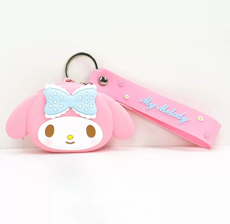 Japan Sanrio Silicone Mini Purse Bag Keychain Lolita Series | My Melody Kuromi Cinnamoroll - Coin Bag Keychain Can put in Airpods EarPhone