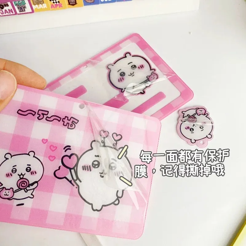 Japanese Cartoon Chiikawa Acrylic Card Badge Holder | ChiiKawa Hachiware Usagi Momonga - Student Card with Keychain Child Gift