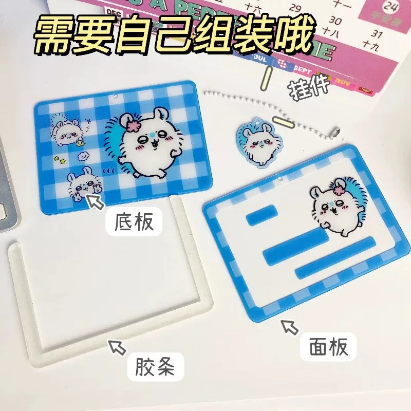 Japanese Cartoon Chiikawa Acrylic Card Badge Holder | ChiiKawa Hachiware Usagi Momonga - Student Card with Keychain Child Gift