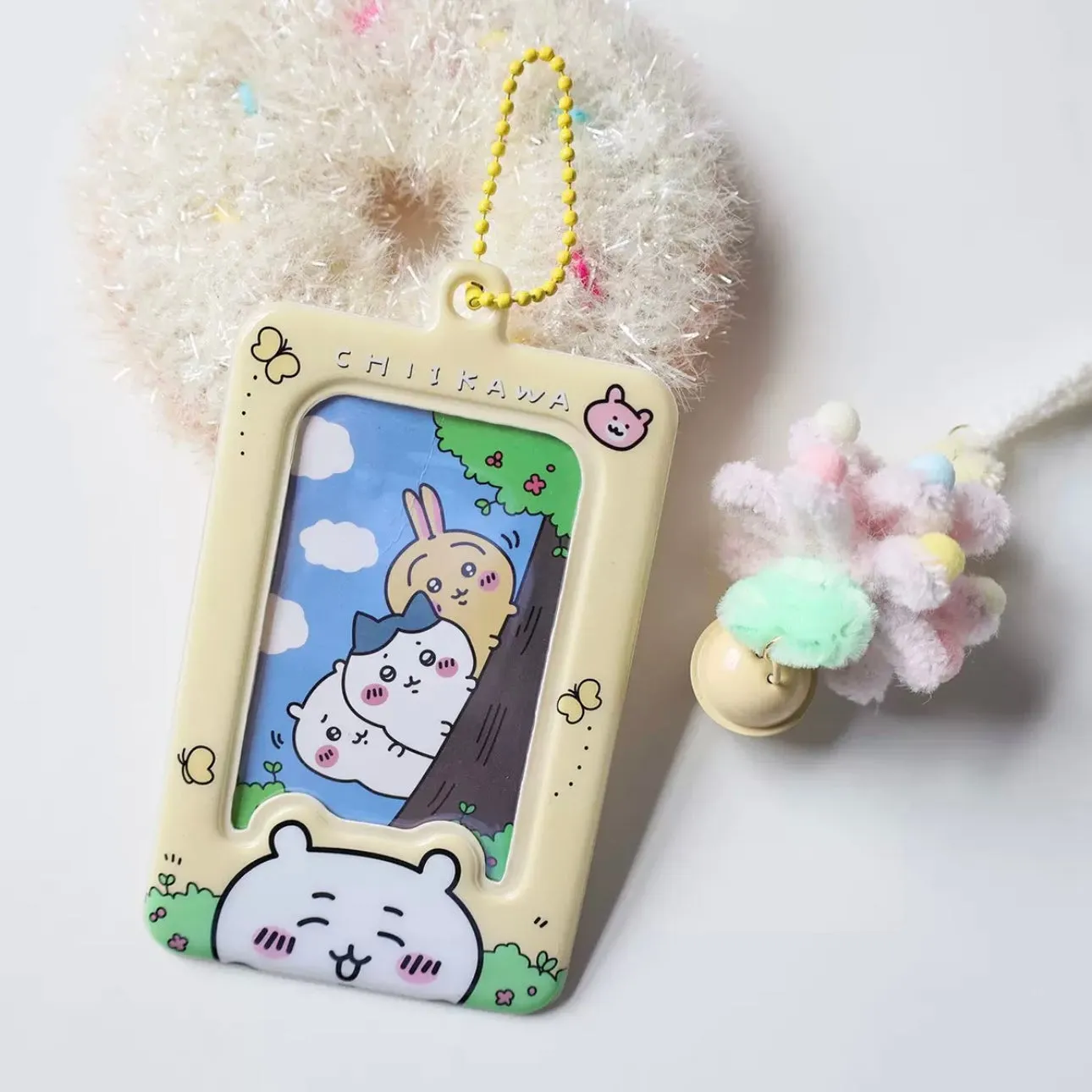 Japanese Cartoon Chiikawa Lovely Card Badge Holder | ChiiKawa Hachiware Usagi - Stars Photos Cards with Keychain Child Gift