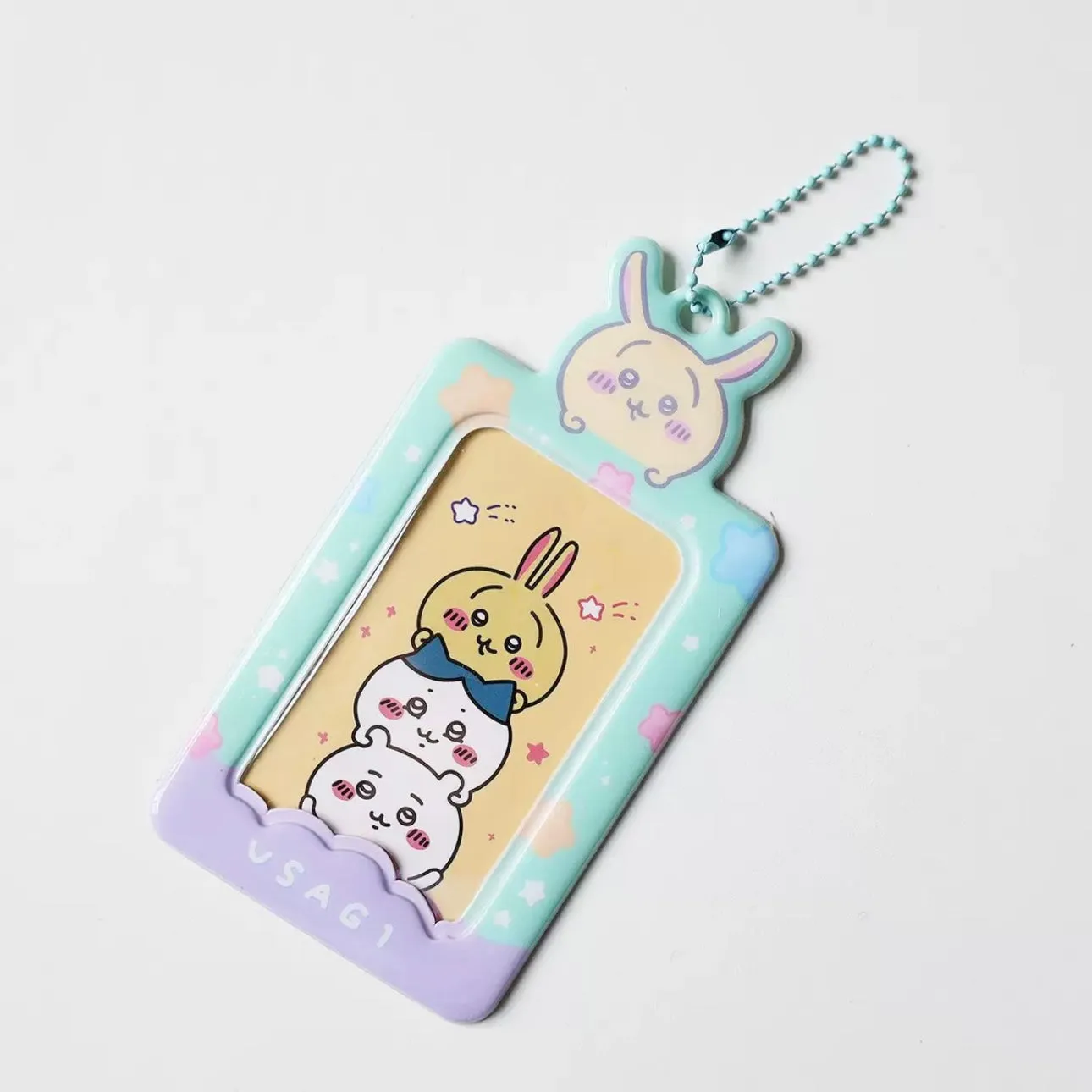 Japanese Cartoon Chiikawa Lovely Card Badge Holder | ChiiKawa Hachiware Usagi - Stars Photos Cards with Keychain Child Gift