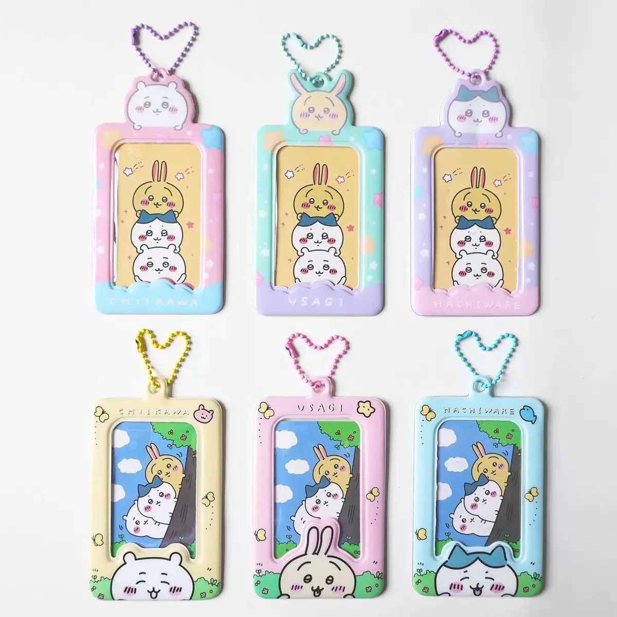 Japanese Cartoon Chiikawa Lovely Card Badge Holder | ChiiKawa Hachiware Usagi - Stars Photos Cards with Keychain Child Gift