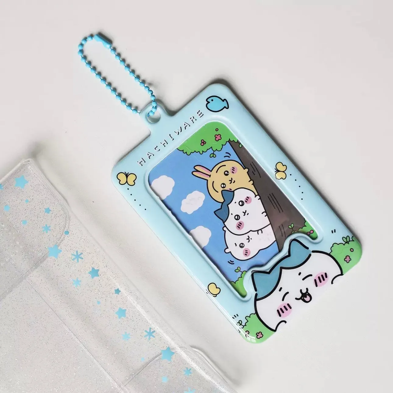 Japanese Cartoon Chiikawa Lovely Card Badge Holder | ChiiKawa Hachiware Usagi - Stars Photos Cards with Keychain Child Gift