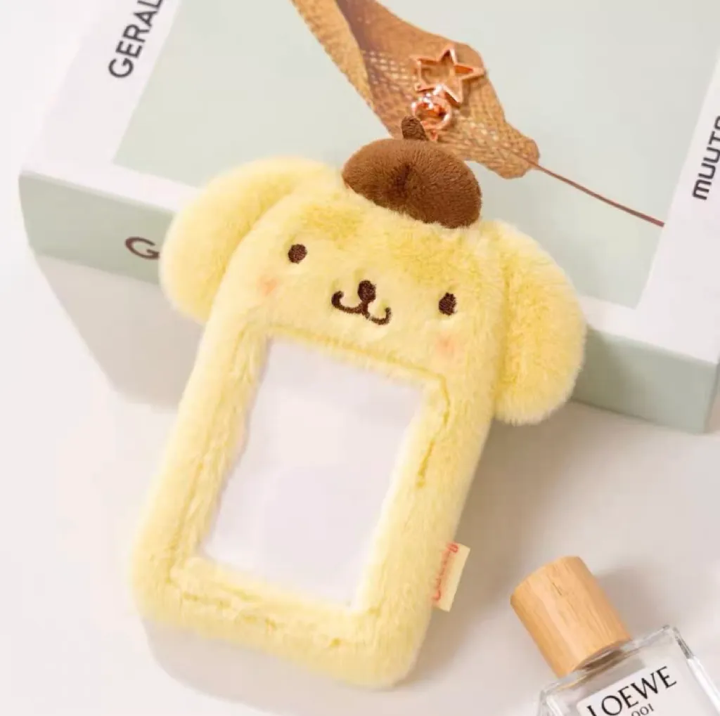 Kawaii Cartoon My Melody Piano Kuromi Cinnamoroll Pompompurin Starkabi Alien StellaLou Gelatoni Fluffy Card Badge Holder Card Bag with Keychain Child Gift