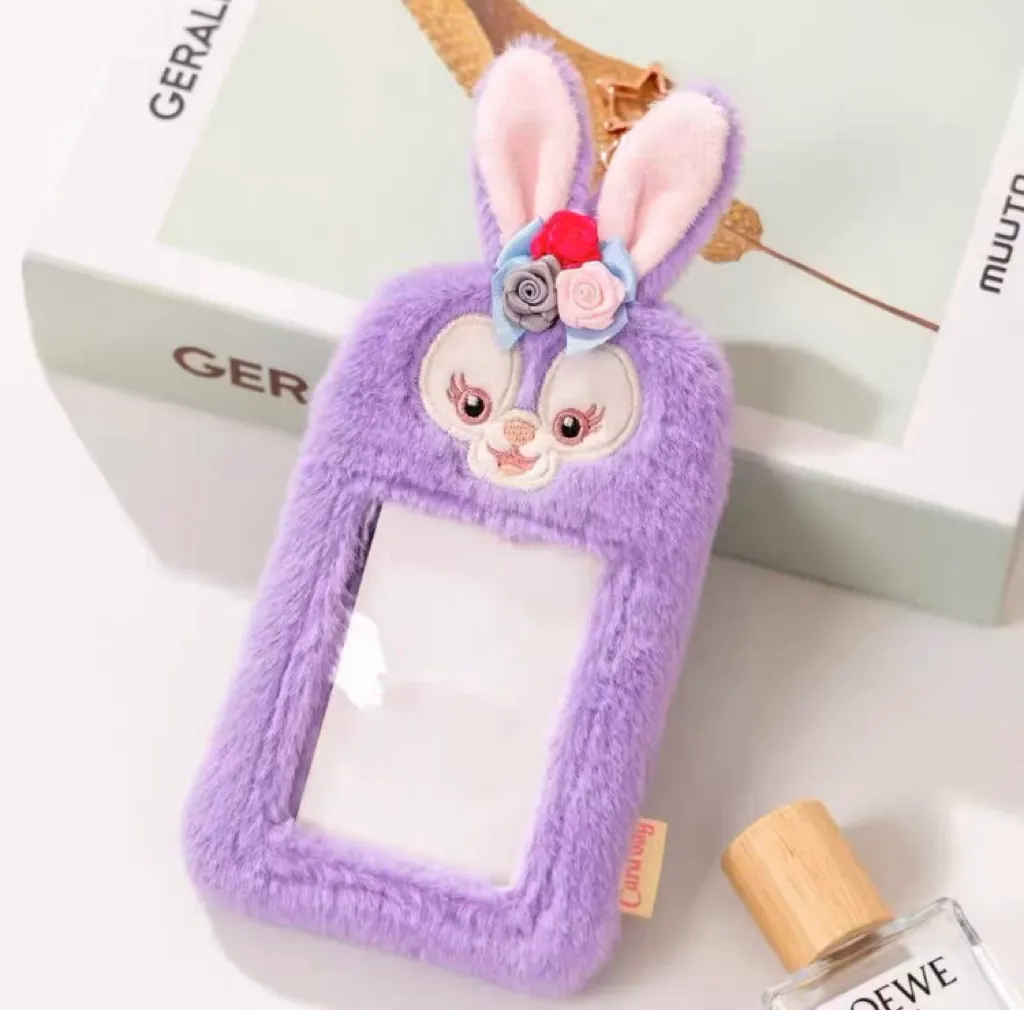 Kawaii Cartoon My Melody Piano Kuromi Cinnamoroll Pompompurin Starkabi Alien StellaLou Gelatoni Fluffy Card Badge Holder Card Bag with Keychain Child Gift