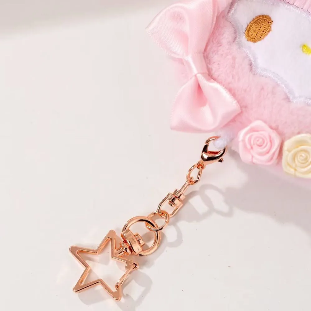 Kawaii Cartoon My Melody Piano Kuromi Cinnamoroll Pompompurin Starkabi Alien StellaLou Gelatoni Fluffy Card Badge Holder Card Bag with Keychain Child Gift