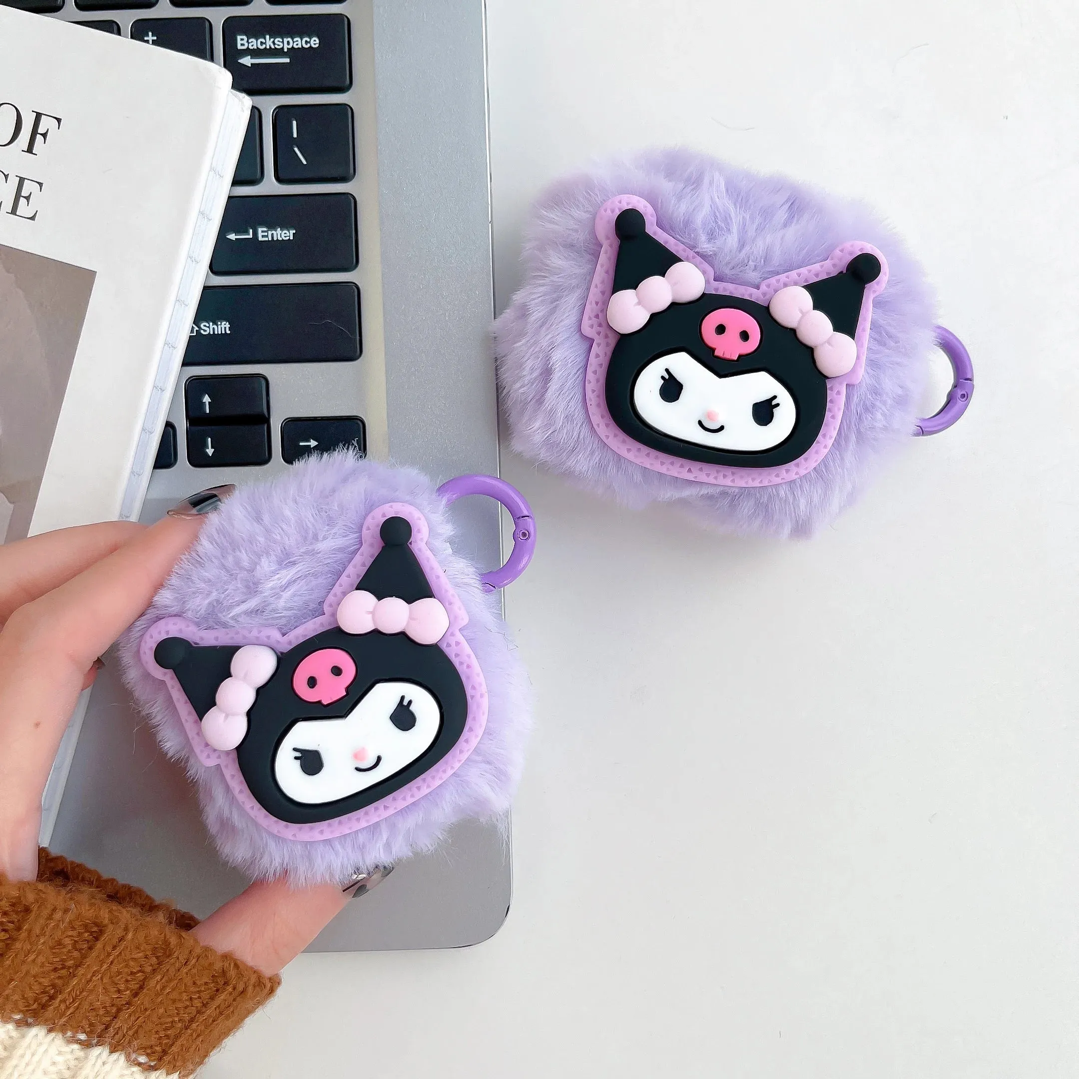 Kawaii Fluffy Kuromi AirPods Case