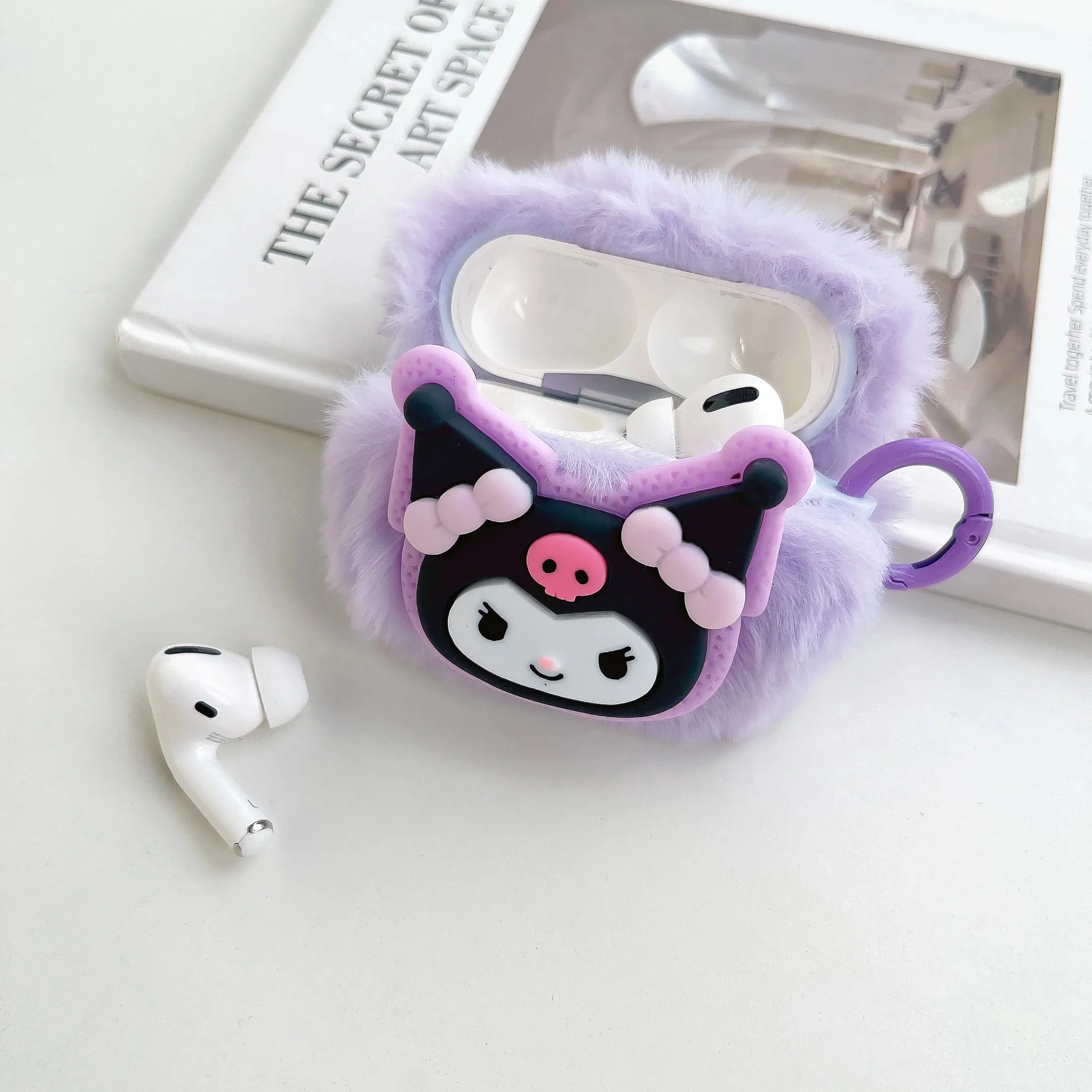 Kawaii Fluffy Kuromi AirPods Case